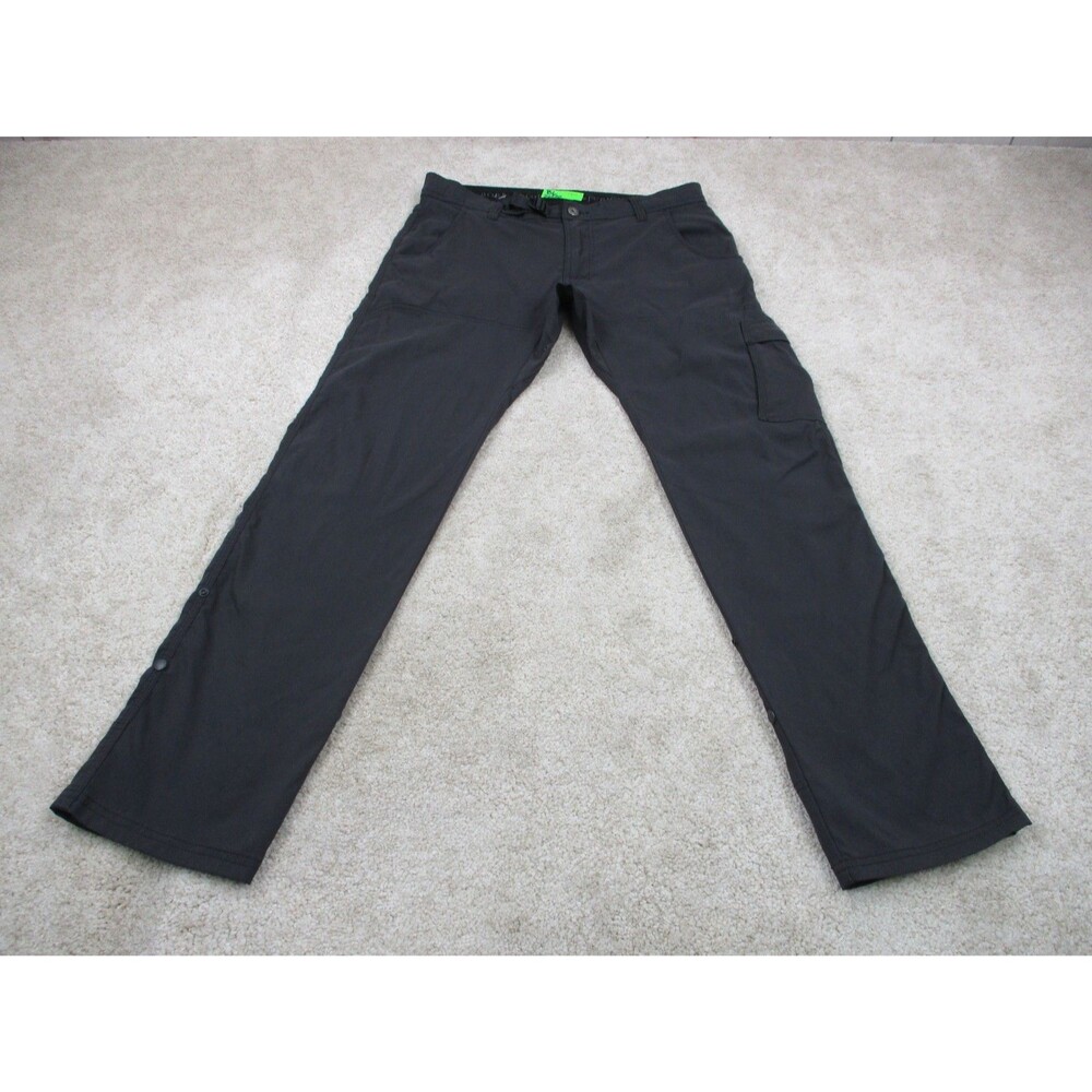 Prana Pants Mens 34 Gray Stretch Zion Performance Belted Hiking Roll Snap 34x31